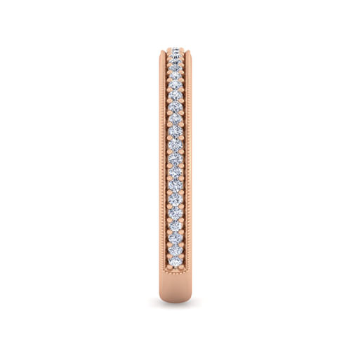 14K Rose Gold Channel Prong Diamond Anniversary Band with Milgrain