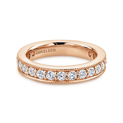 14K Rose Gold Channel Prong Set Diamond Eternity Band