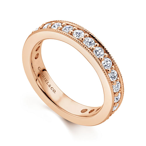 14K Rose Gold Channel Prong Set Diamond Eternity Band