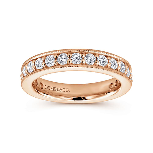 14K Rose Gold Channel Prong Set Diamond Eternity Band