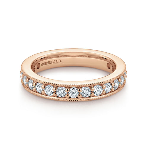 14K Rose Gold Channel Prong Set Diamond Eternity Band