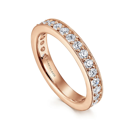 14K Rose Gold Channel Prong Set Diamond Eternity Band