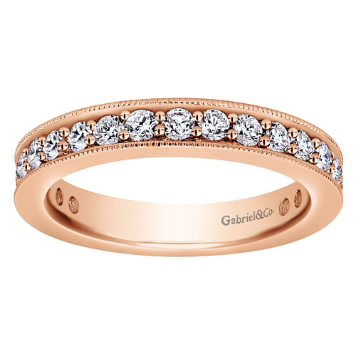 14K Rose Gold Channel Prong Set Diamond Eternity Band