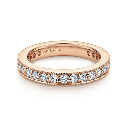 14K Rose Gold Channel Prong Set Diamond Eternity Band