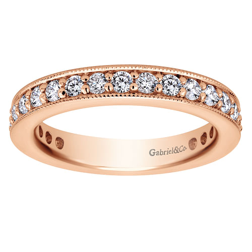 14K Rose Gold Channel Prong Set Diamond Eternity Band