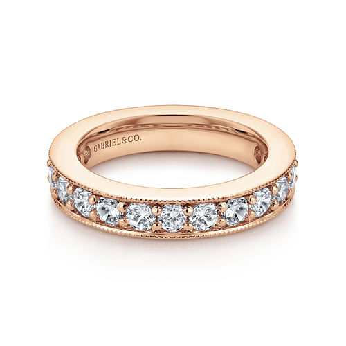 14K Rose Gold Channel Prong Set Diamond Eternity Band