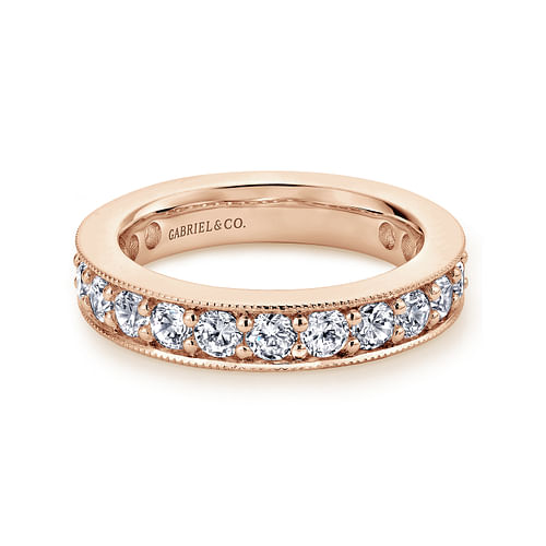 14K Rose Gold Channel Prong Set Diamond Eternity Band