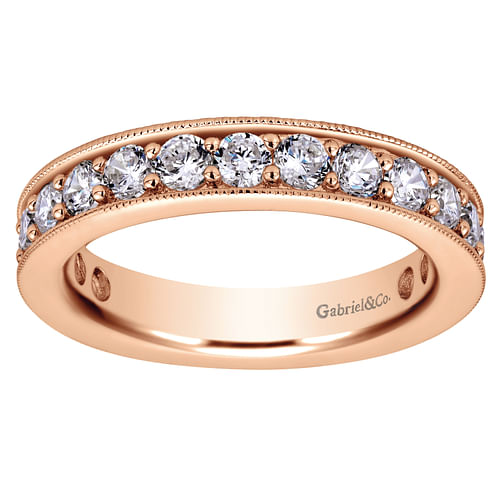 14K Rose Gold Channel Prong Set Diamond Eternity Band