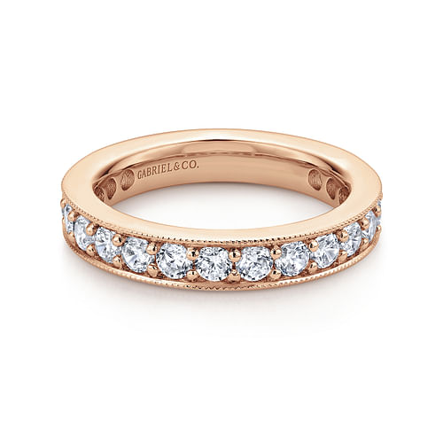 14K Rose Gold Channel Prong Set Diamond Eternity Band