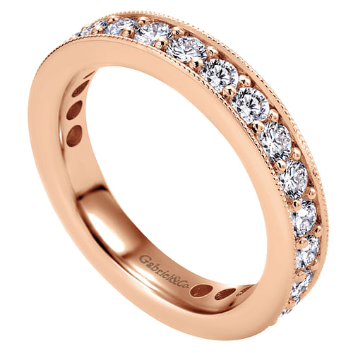 14K Rose Gold Channel Prong Set Diamond Eternity Band