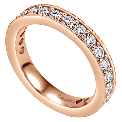 14K Rose Gold Channel Prong Set Diamond Eternity Band