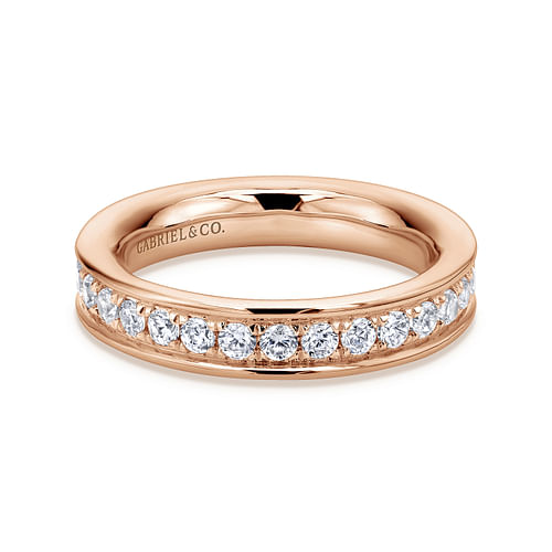 14K Rose Gold Channel Prong Set Diamond Eternity Band