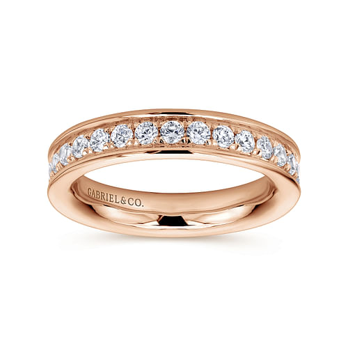 14K Rose Gold Channel Prong Set Diamond Eternity Band