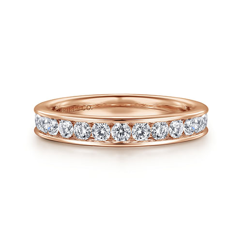 14K Rose Gold Channel Set Diamond Wedding Band