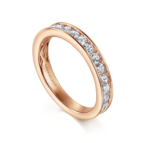 14K Rose Gold Channel Set Diamond Wedding Band