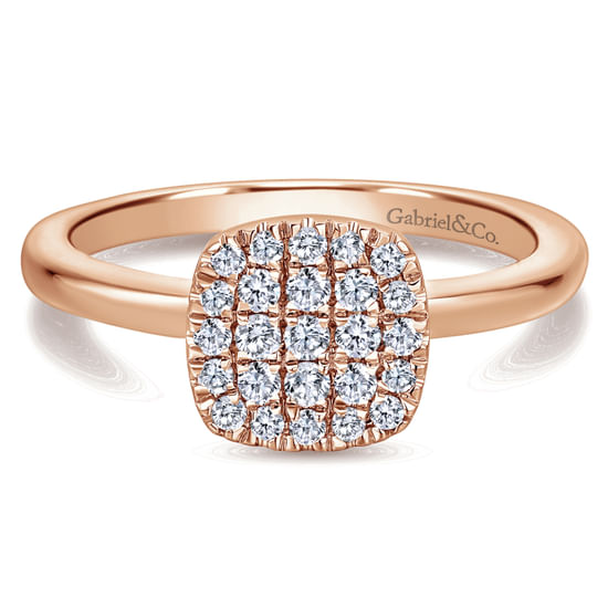 Gabriel - 14K Rose Gold Classic Cushion Shape Diamond Pavé Ring