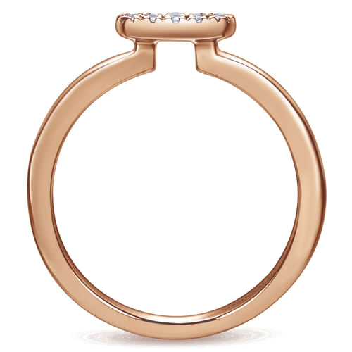 14K Rose Gold Classic Cushion Shape Diamond Pavé Ring