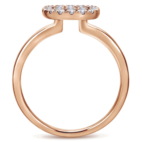 14K Rose Gold Classic Cushion Shape Diamond Pavé Ring