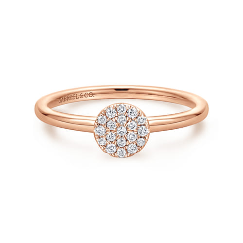 14K Rose Gold Classic Round Diamond Pavé Promise Ring