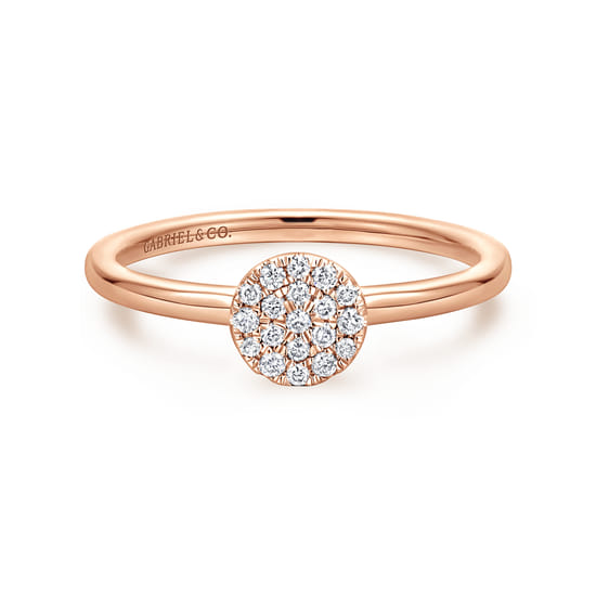 Gabriel - 14K Rose Gold Classic Round Diamond Pavé Promise Ring