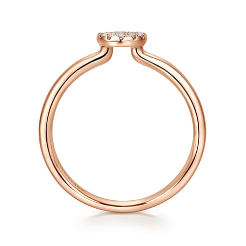 14K Rose Gold Classic Round Diamond Pavé Promise Ring