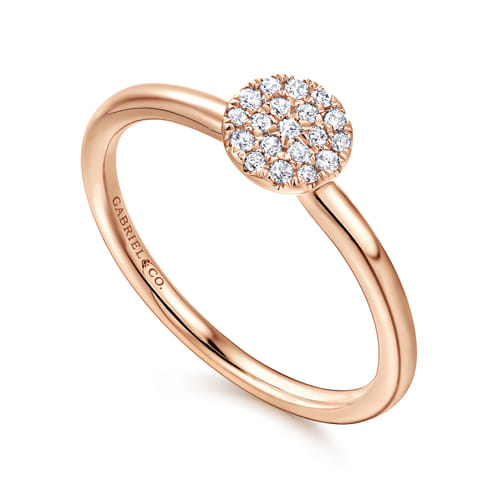 14K Rose Gold Classic Round Diamond Pavé Promise Ring