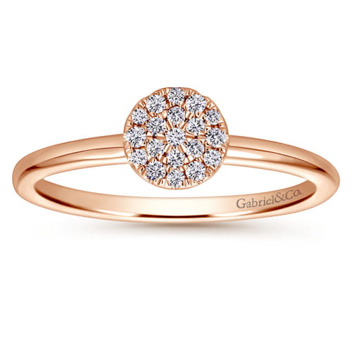 14K Rose Gold Classic Round Diamond Pavé Promise Ring