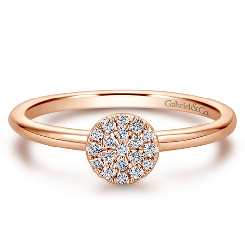 14K Rose Gold Classic Round Diamond Pavé Ring