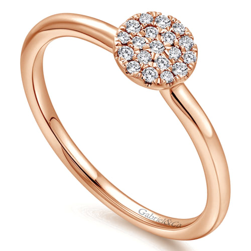 14K Rose Gold Classic Round Diamond Pavé Ring