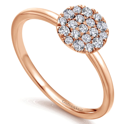 14K Rose Gold Classic Round Diamond Pavé Ring
