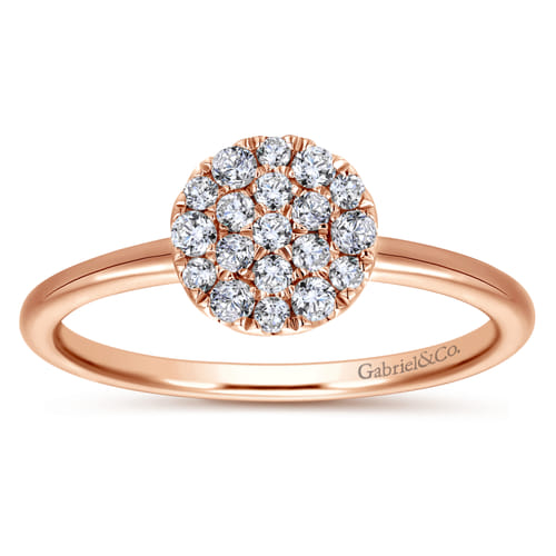 14K Rose Gold Classic Round Diamond Pavé Ring