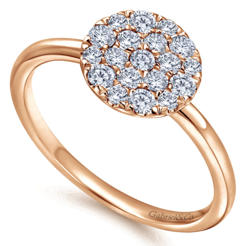 14K Rose Gold Classic Round Diamond Pavé Ring