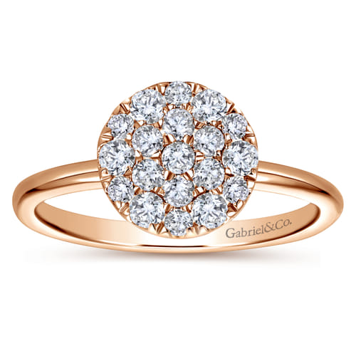 14K Rose Gold Classic Round Diamond Pavé Ring