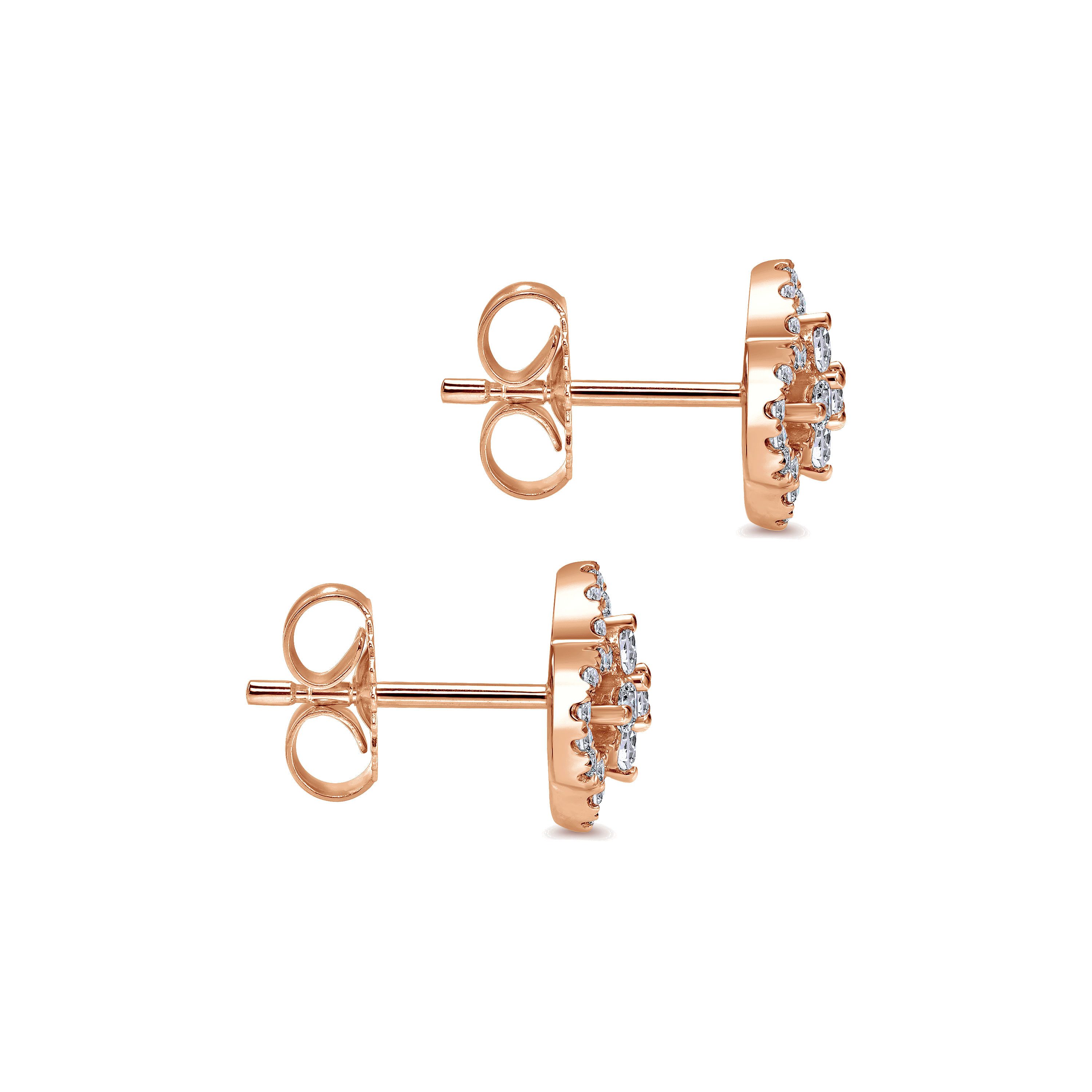 14K Rose Gold Clover Cutout Diamond Stud Earrings