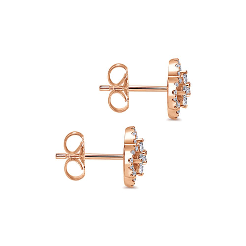 14K Rose Gold Clover Cutout Diamond Stud Earrings