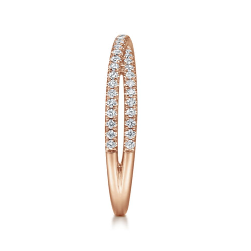 14K Rose Gold Criss Cross Diamond Stackable Ring