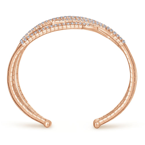 14K Rose Gold Criss Crossing Diamond Cuff
