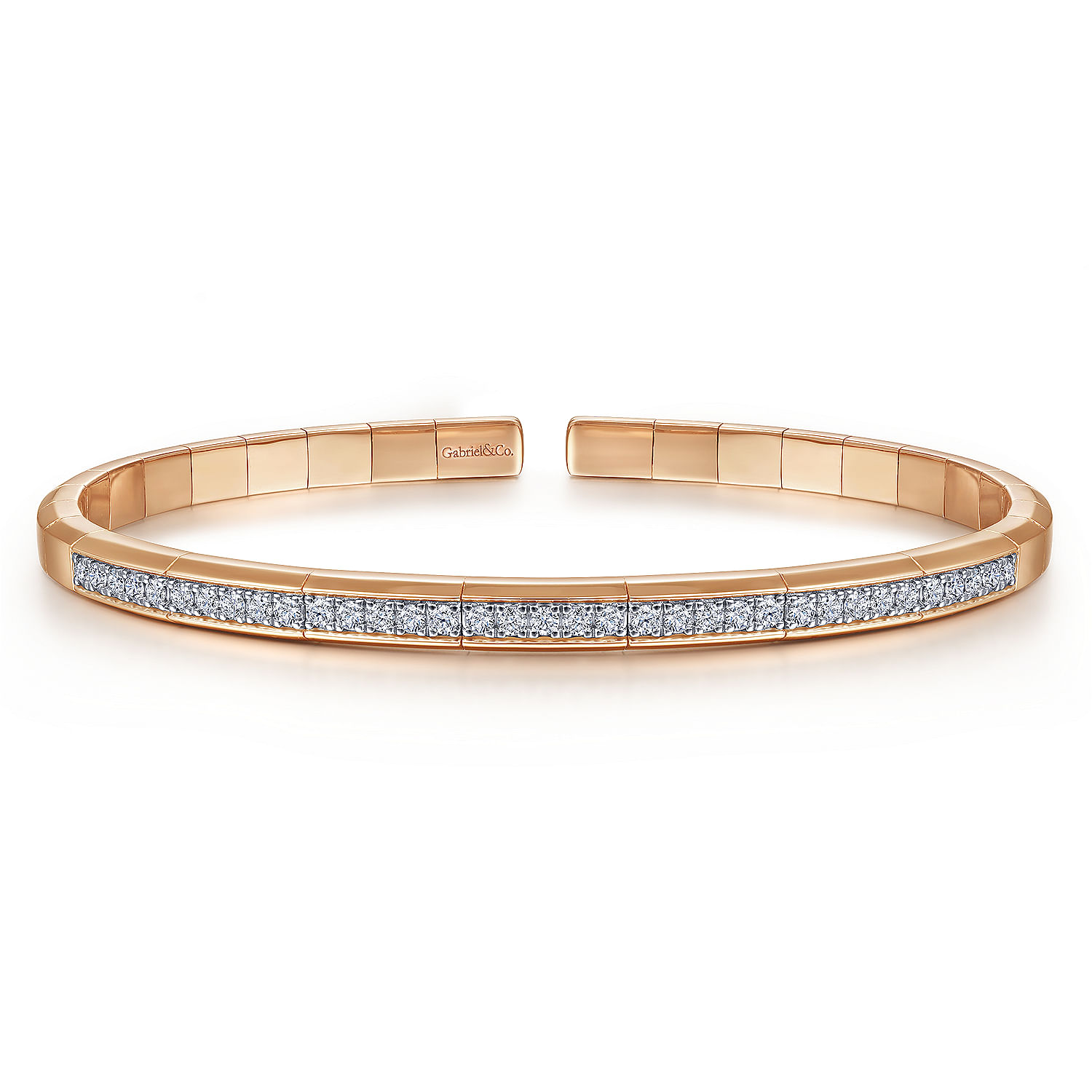 14K Rose Gold Cuff Bracelet with Diamond Inner Channel