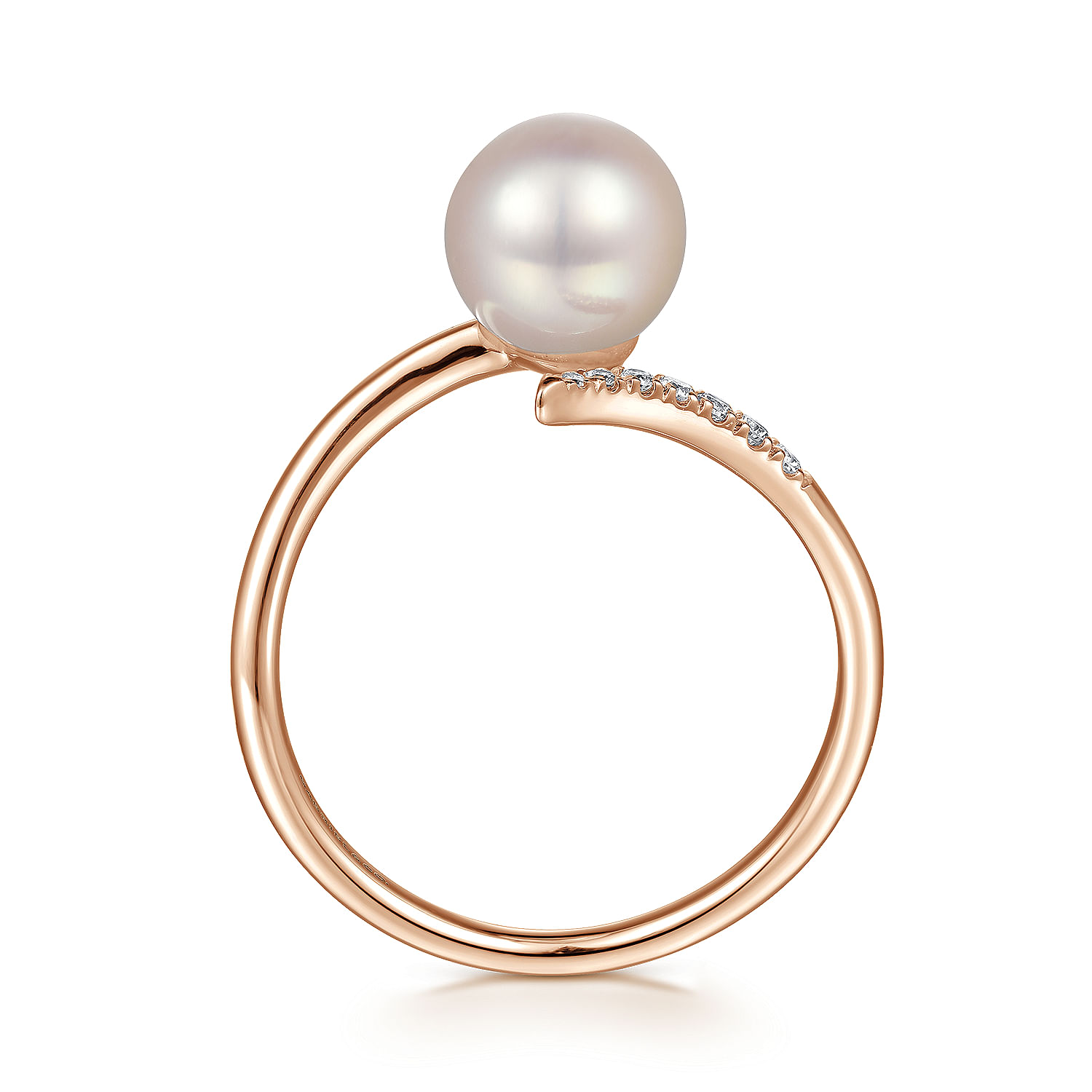 14K Rose Gold Cultured Pearl and Diamond Open Wrap Ring