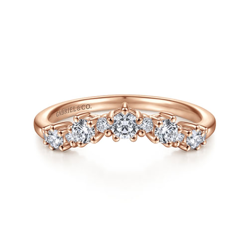 14K Rose Gold Curved Diamond Anniversary Band