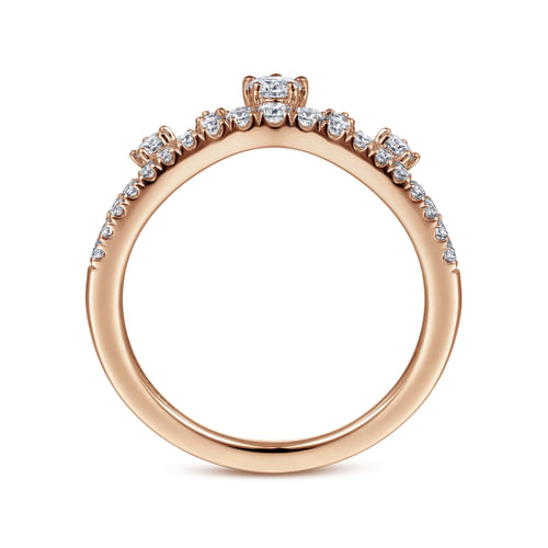 14K Rose Gold Curved Diamond Anniversary Band