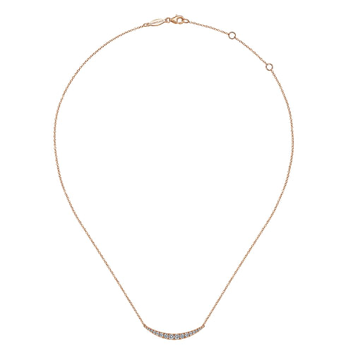 14K Rose Gold Curved Diamond Bar Necklace