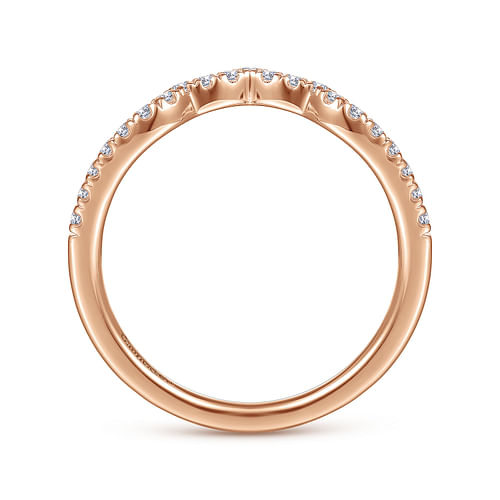 14K Rose Gold Curved Diamond Wedding Band