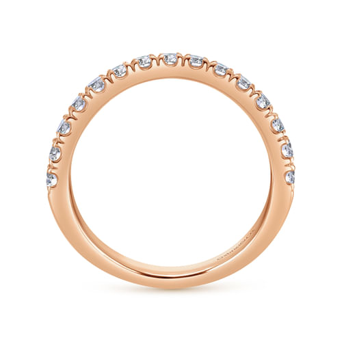 14K Rose Gold Curved Matching Diamond Wedding Band