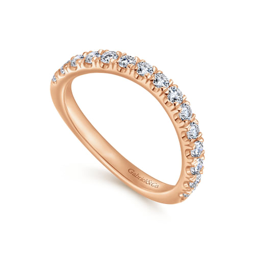 14K Rose Gold Curved Matching Diamond Wedding Band
