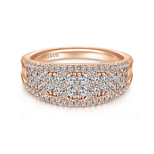 14K Rose Gold Curved Pavé Diamond Ring