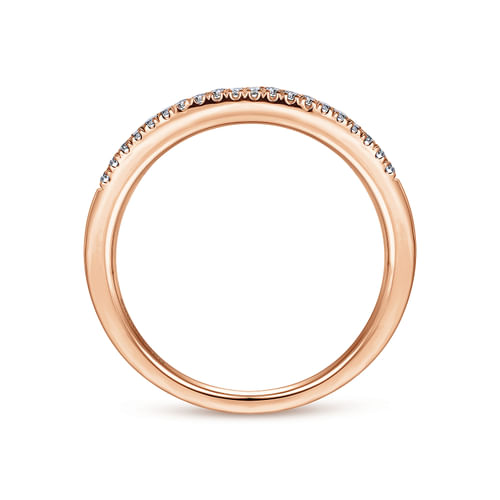14K Rose Gold Curved Pavé Diamond Ring