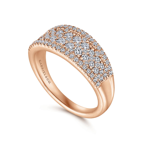14K Rose Gold Curved Pavé Diamond Ring