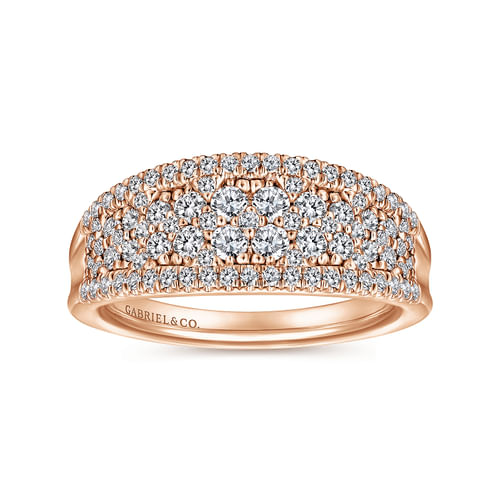 14K Rose Gold Curved Pavé Diamond Ring