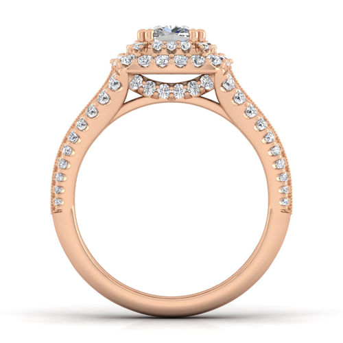 14K Rose Gold Cushion Cut Diamond Channel Set Engagement Ring